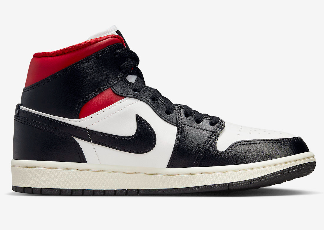 Wmns Air Jordan 1 Mid  Black Sail Gym Red  BQ6472-061 - vstockx