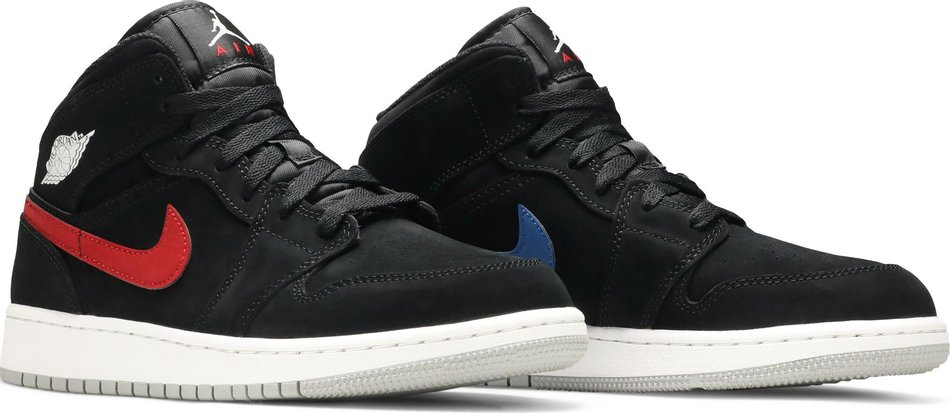 Air Jordan 1 Retro Mid GS  Black University Red  554725-065 - vstockx