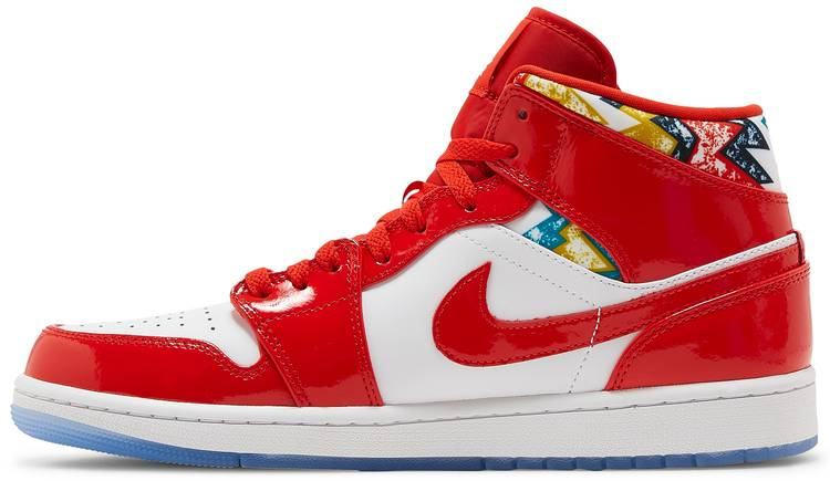 Air Jordan 1 Mid Gets Swathed in Geometric Prints DC7294-600 - vstockx