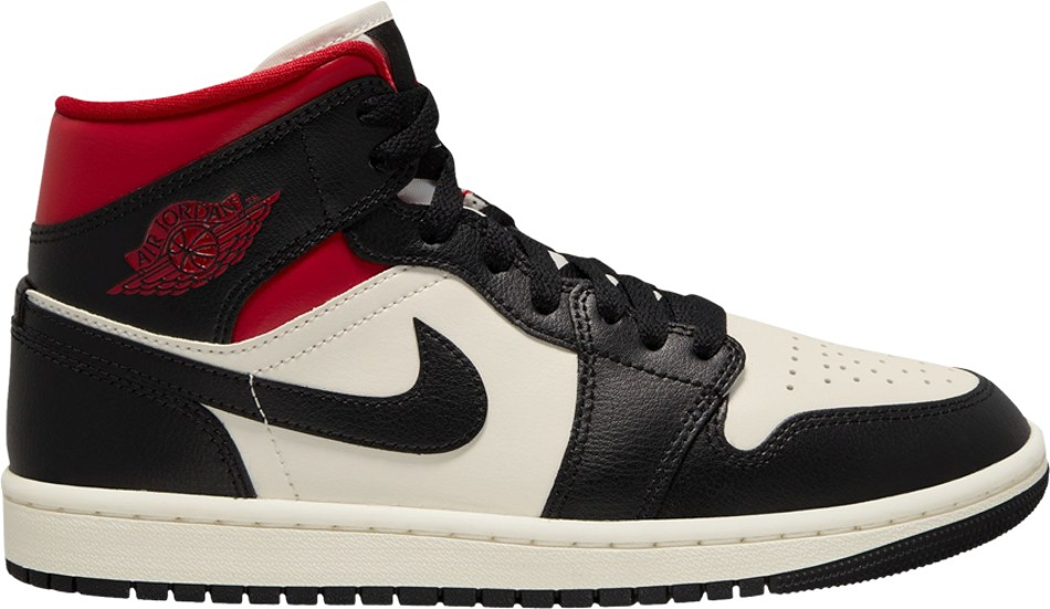 Wmns Air Jordan 1 Mid  Black Sail Gym Red  BQ6472-061 - vstockx