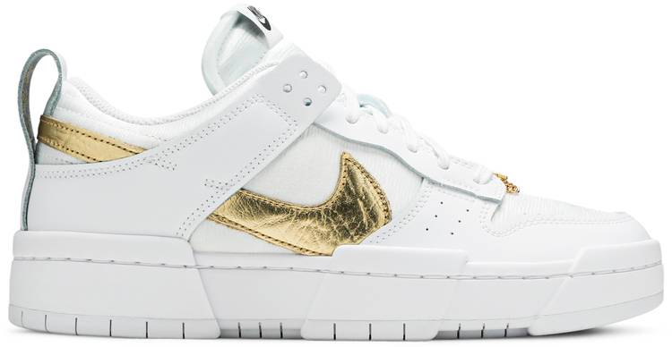 Wmns Dunk Low Disrupt  White Metallic Gold  DD9676-100 - vstockx