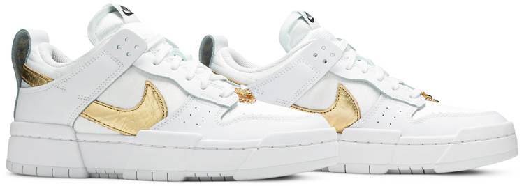 Wmns Dunk Low Disrupt  White Metallic Gold  DD9676-100 - vstockx