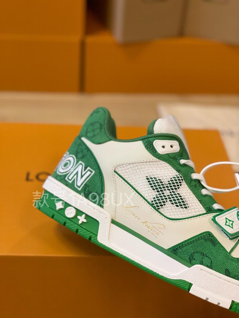 Louis Vuitton Trainer Green Monogram Denim - vstockx