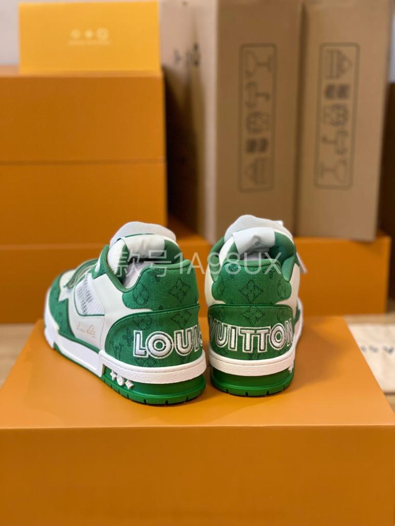Louis Vuitton Trainer Green Monogram Denim - vstockx