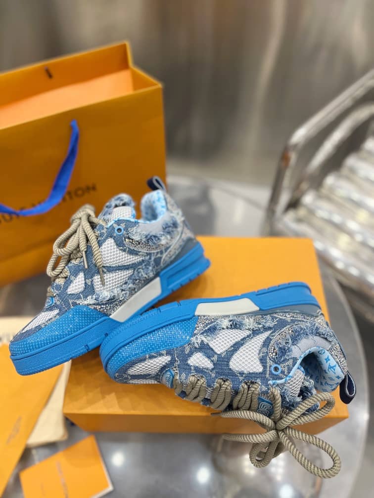Louis Vuitton Skate Trainer Blue Swarovski Monogram - vstockx