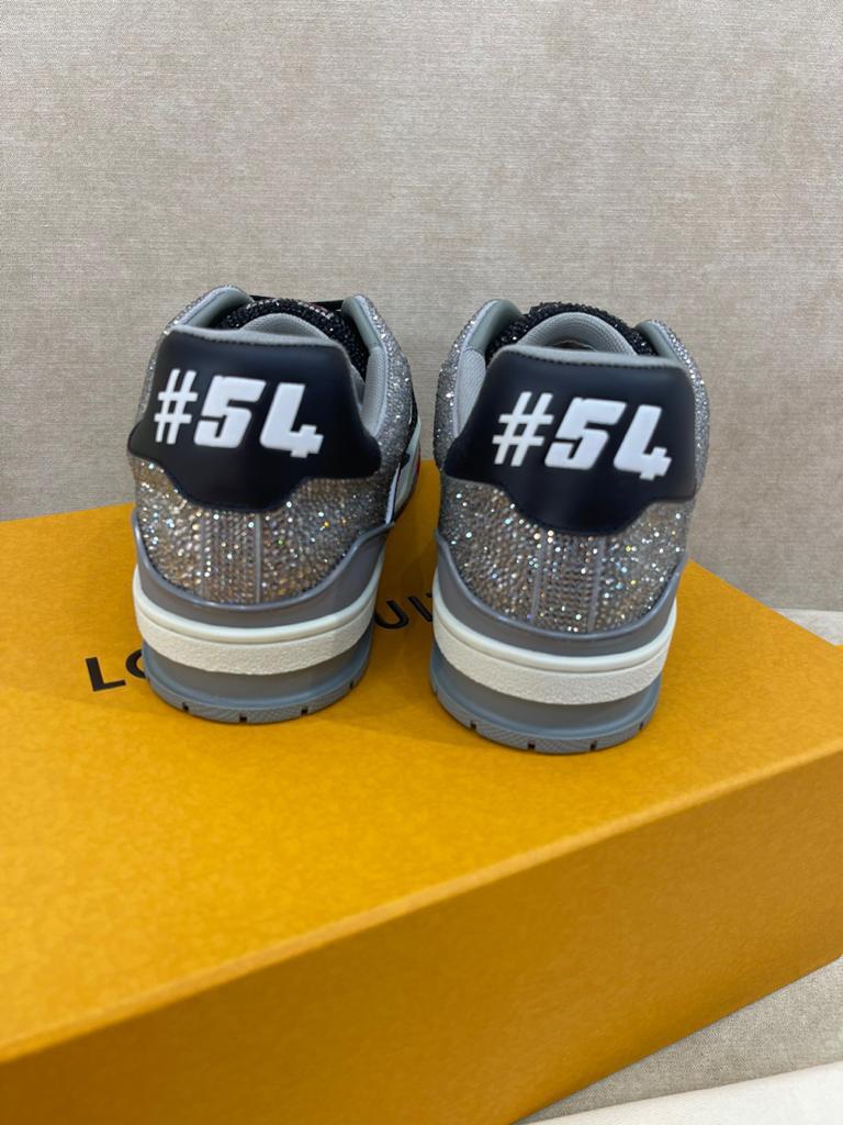 Louis Vuitton LV Trainer Black Grey Crystal - vstockx