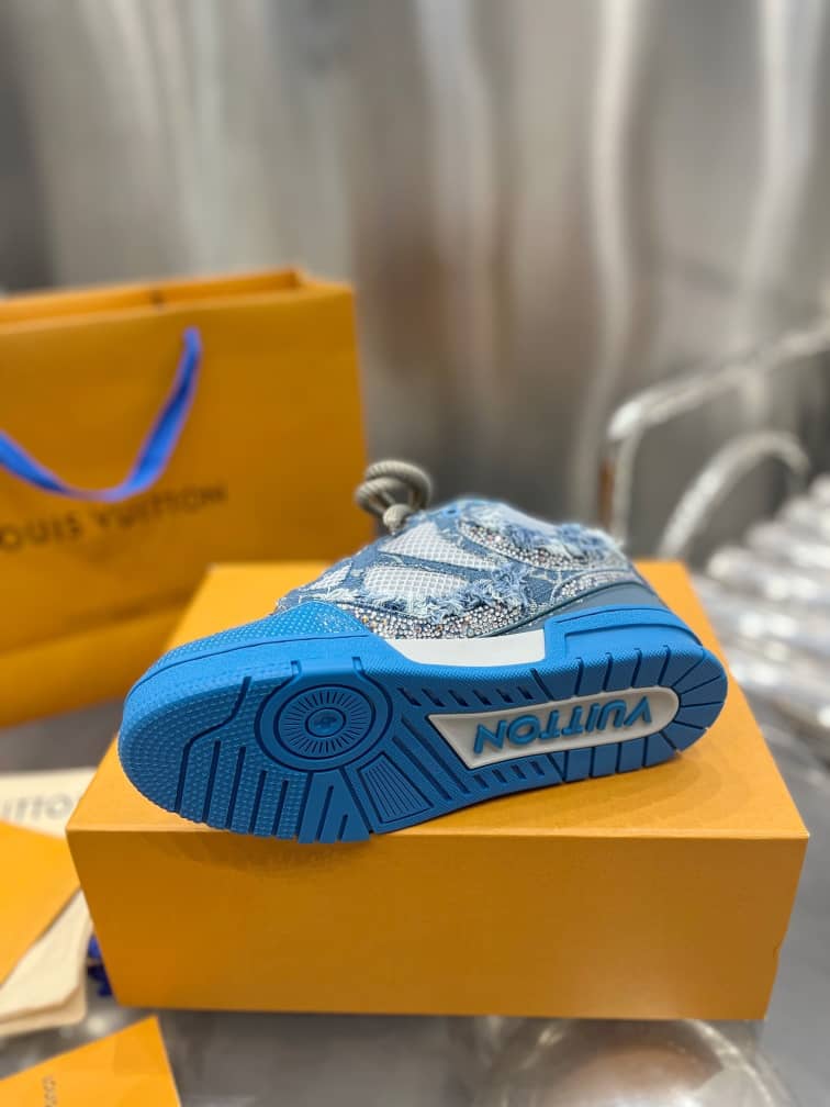 Louis Vuitton Skate Trainer Blue Swarovski Monogram - vstockx