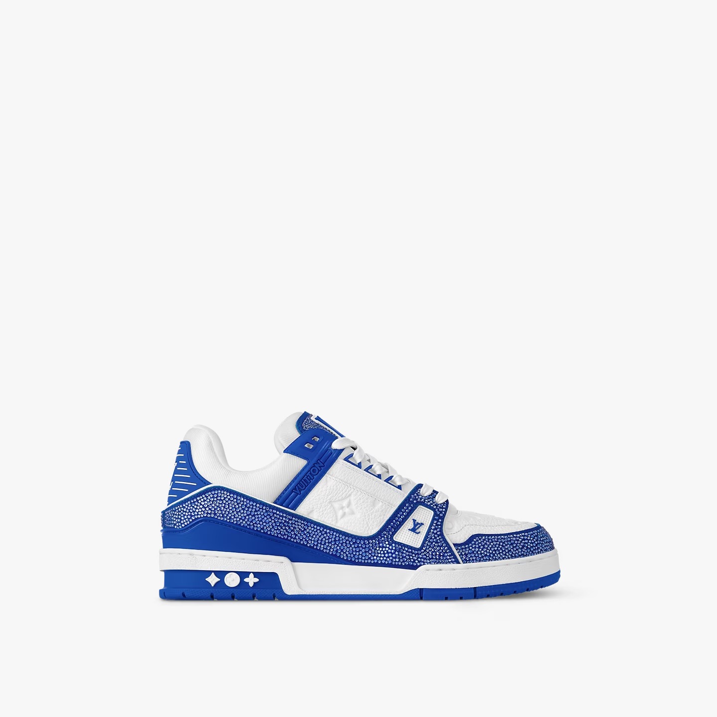 Louis Vuitton LV Trainer Blue Swarovski crystals and Monogram-embossed grained calf leather - vstockx