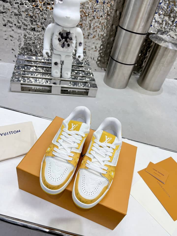 Louis Vuitton Trainer White Yellow Monogram - vstockx