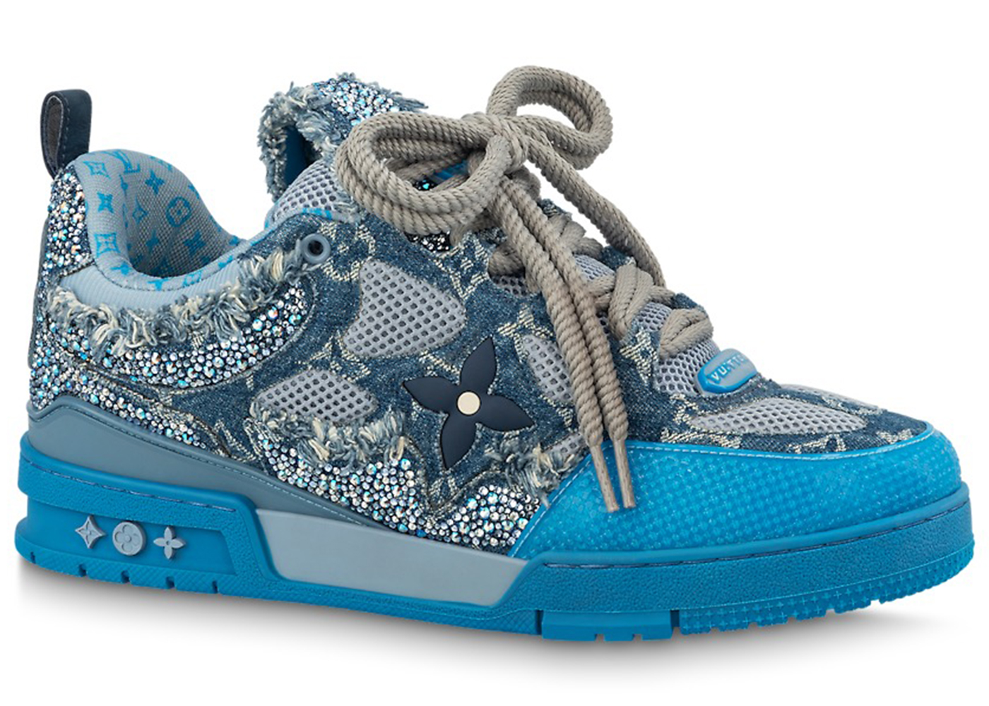 Louis Vuitton Skate Trainer Blue Swarovski Monogram - vstockx
