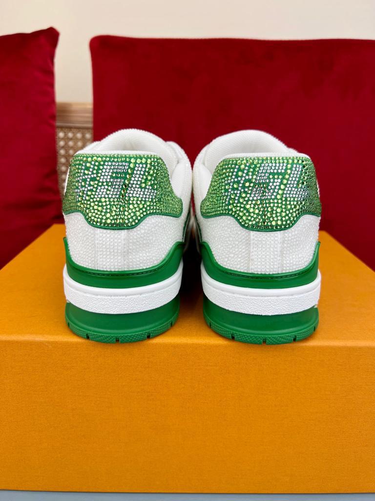 Louis Vuitton LV Trainer Green Strass - vstockx