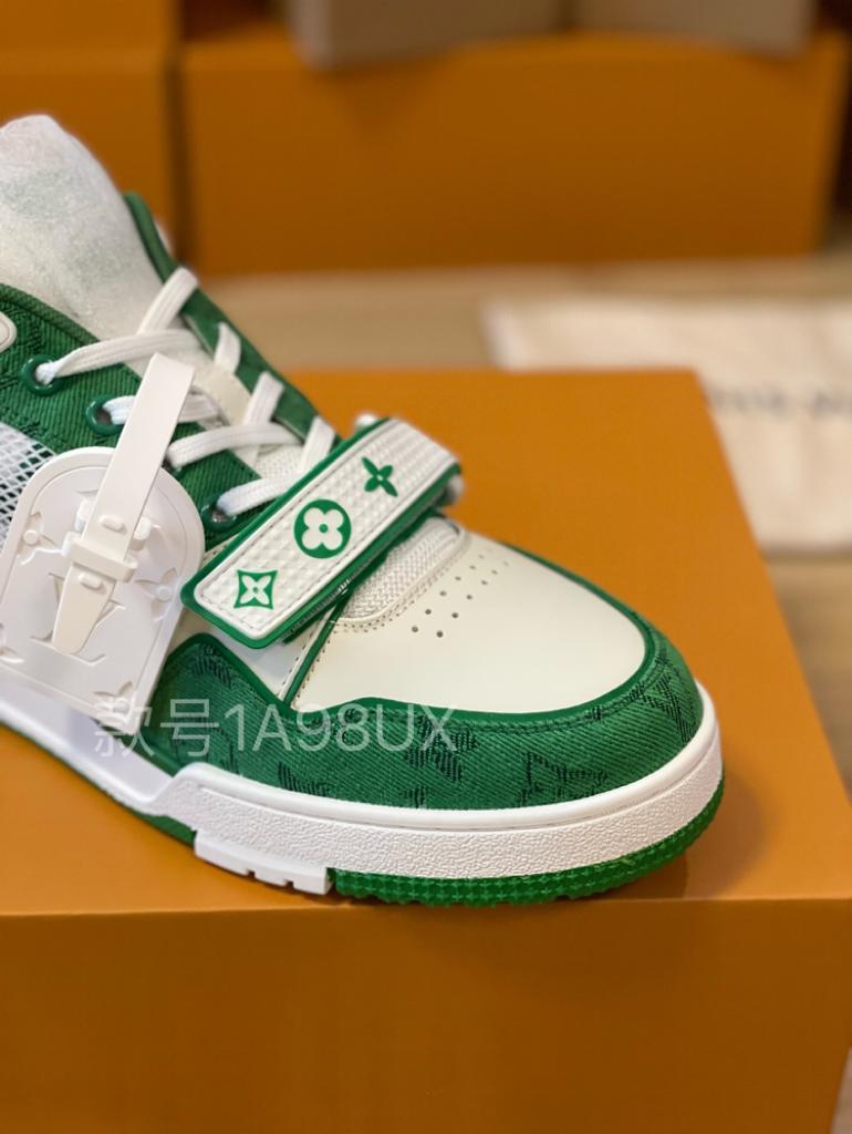 Louis Vuitton Trainer Green Monogram Denim - vstockx
