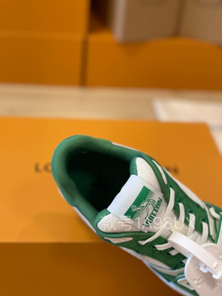 Louis Vuitton Trainer Green Monogram Denim - vstockx