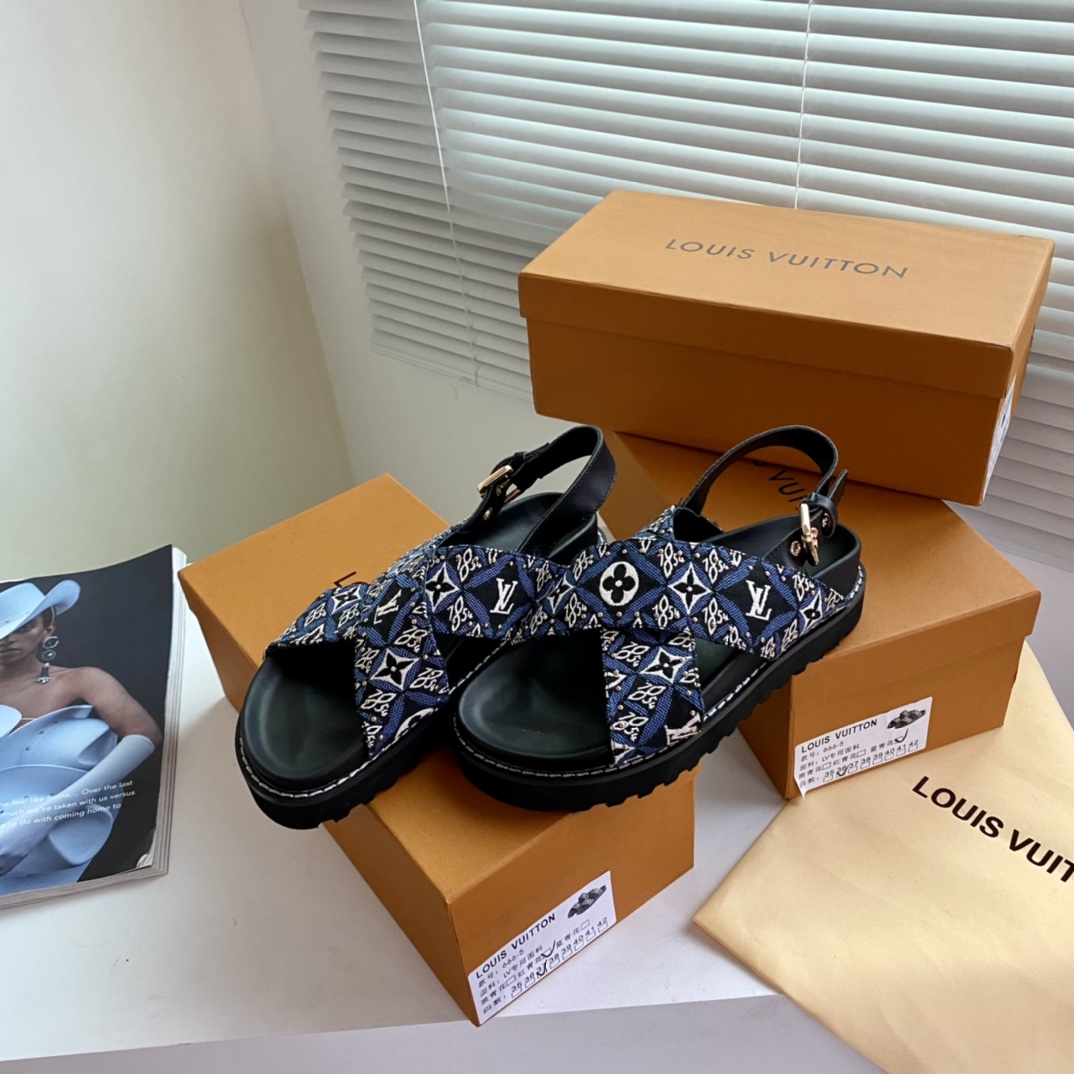 Louis Vuitton PASEO FLAT COMFORT SANDALS WOMEN 7 - vstockx