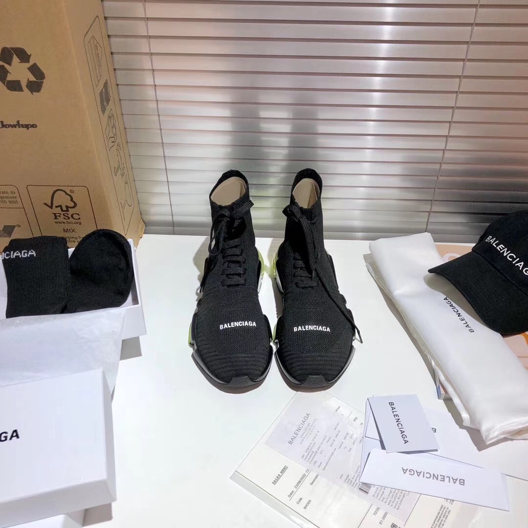 Balenciaga Speed Lace Up Clear Sole Yellow Fluo - vstockx