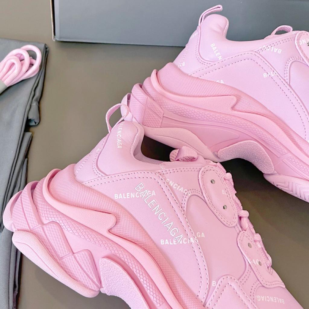 Balenciaga All Over Logo Triple S Pink White - vstockx