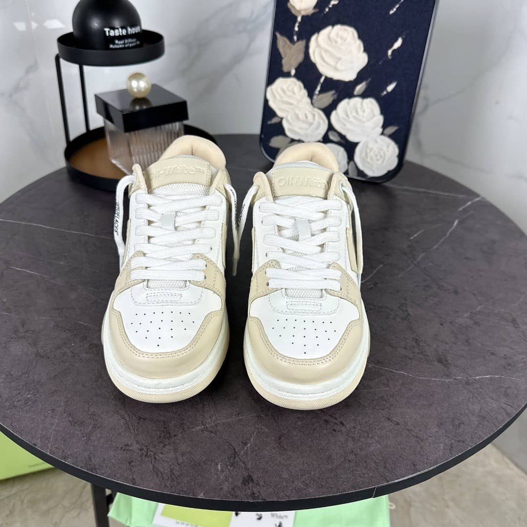 OFF-WHITE Out Of Office OOO Low Tops light beige white - vstockx