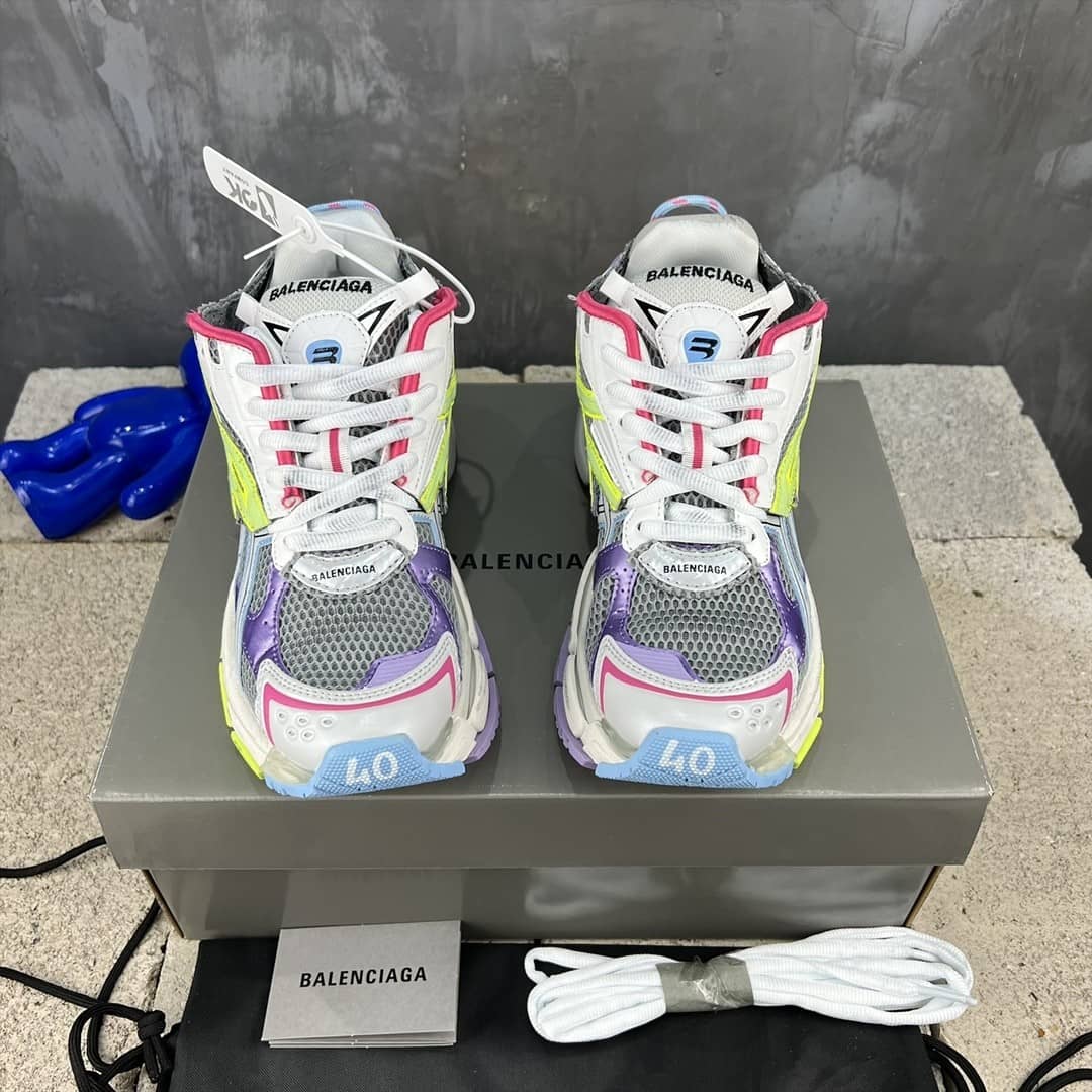 Balenciaga Runner Leather Free Grey Light Purple Neon Yellow White - vstockx