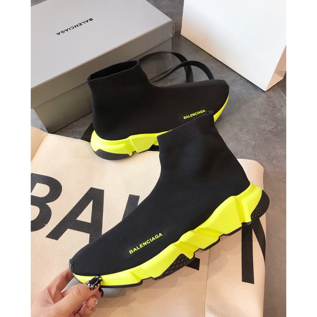 Balenciaga Speed Trainer Black Yellow - vstockx