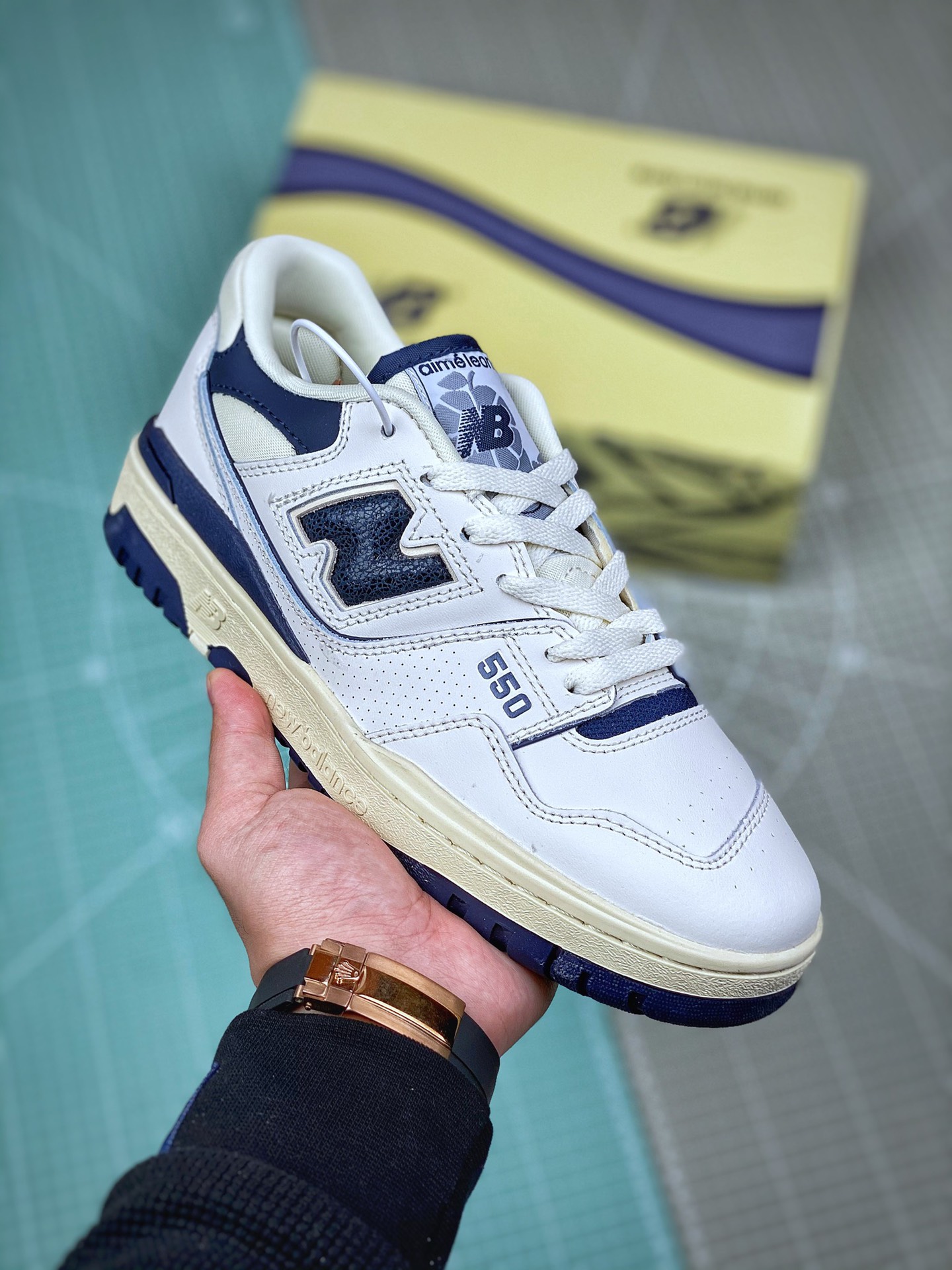 New Balance 550 Aime Leon Dore White Navy - vstockx