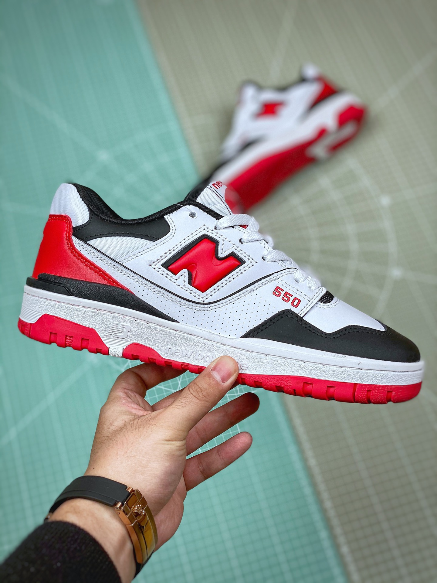 New Balance 550 White Red Black - vstockx