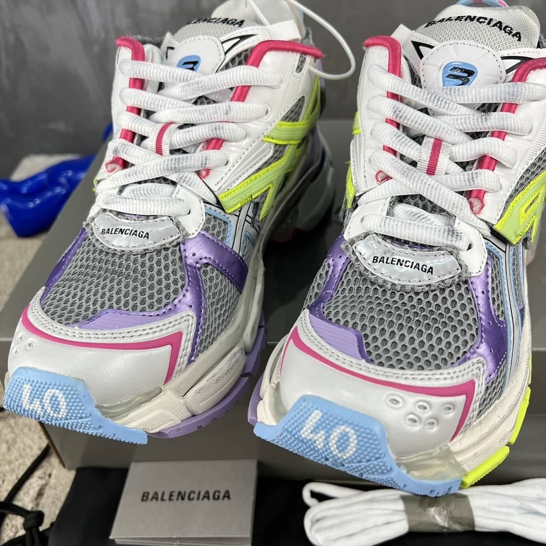 Balenciaga Runner Leather Free Grey Light Purple Neon Yellow White - vstockx