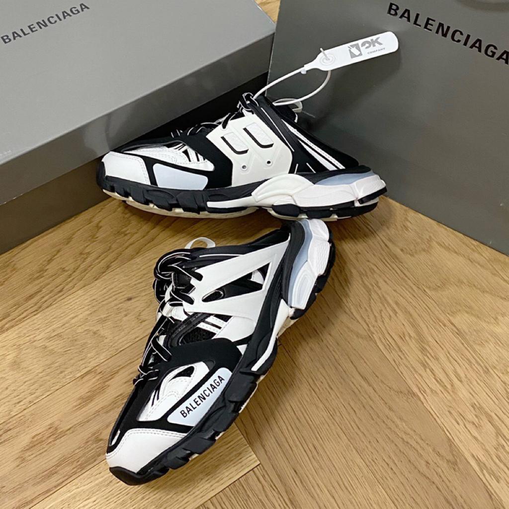 Balenciaga Track Mule Black White - vstockx
