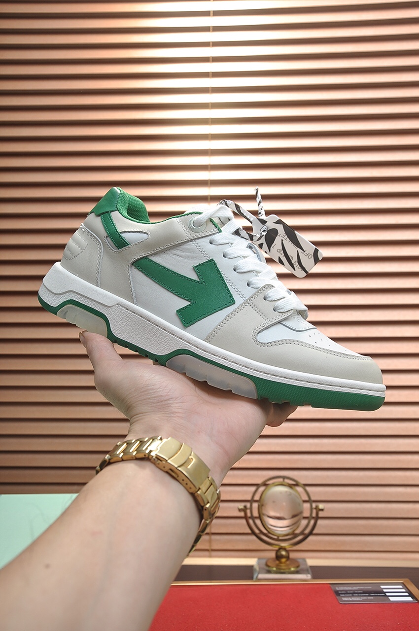 OFF-WHITE Out Of Office OOO Low Tops White Green 2021 - vstockx