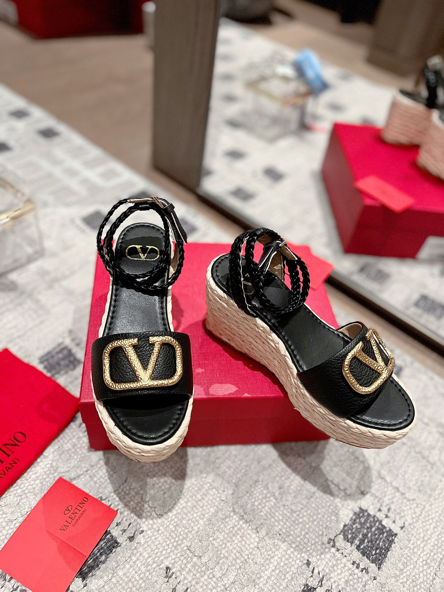 Valentino Garavani Rockstud Double Wedge Espadrilles WOMEN 13 - vstockx