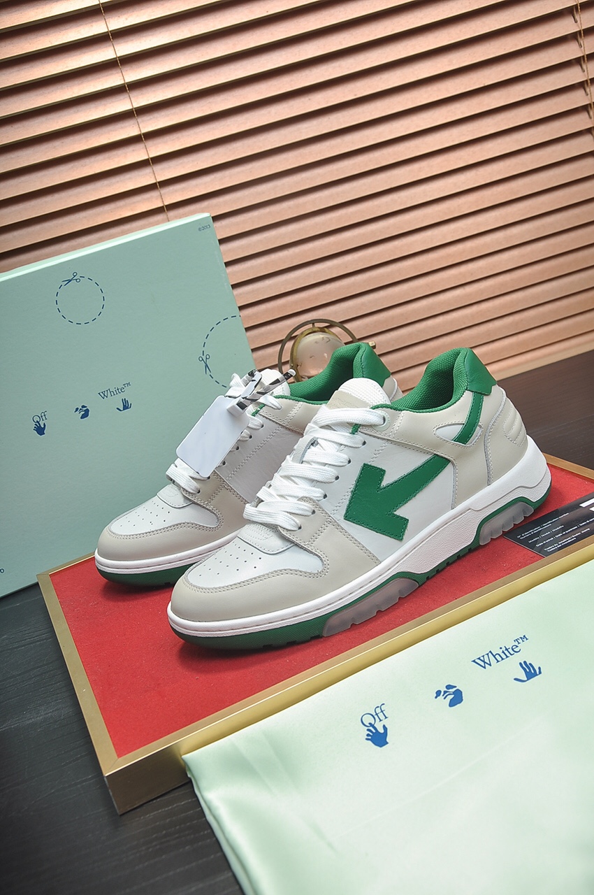 OFF-WHITE Out Of Office OOO Low Tops White Green 2021 - vstockx