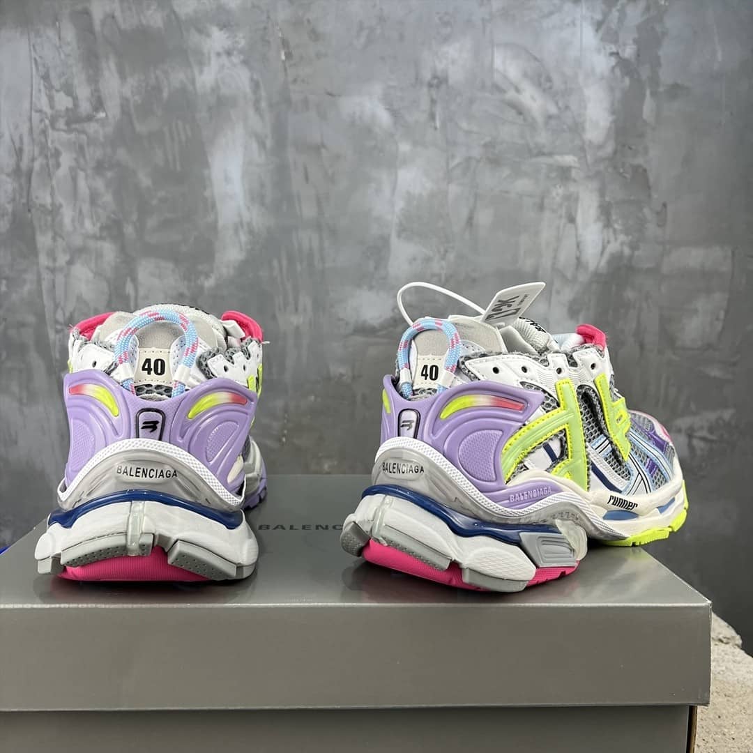Balenciaga Runner Leather Free Grey Light Purple Neon Yellow White - vstockx