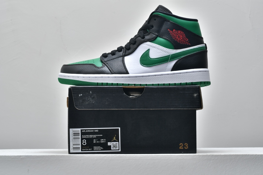 Jordan 1 Mid Green Toe - vstockx