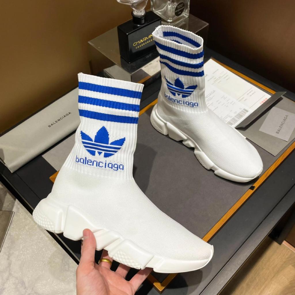 Balenciaga x adidas Speed Trainer White Blue - vstockx