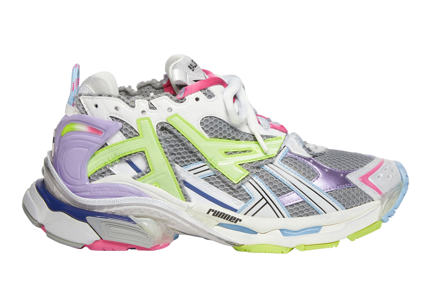 Balenciaga Runner Leather Free Grey Light Purple Neon Yellow White - vstockx