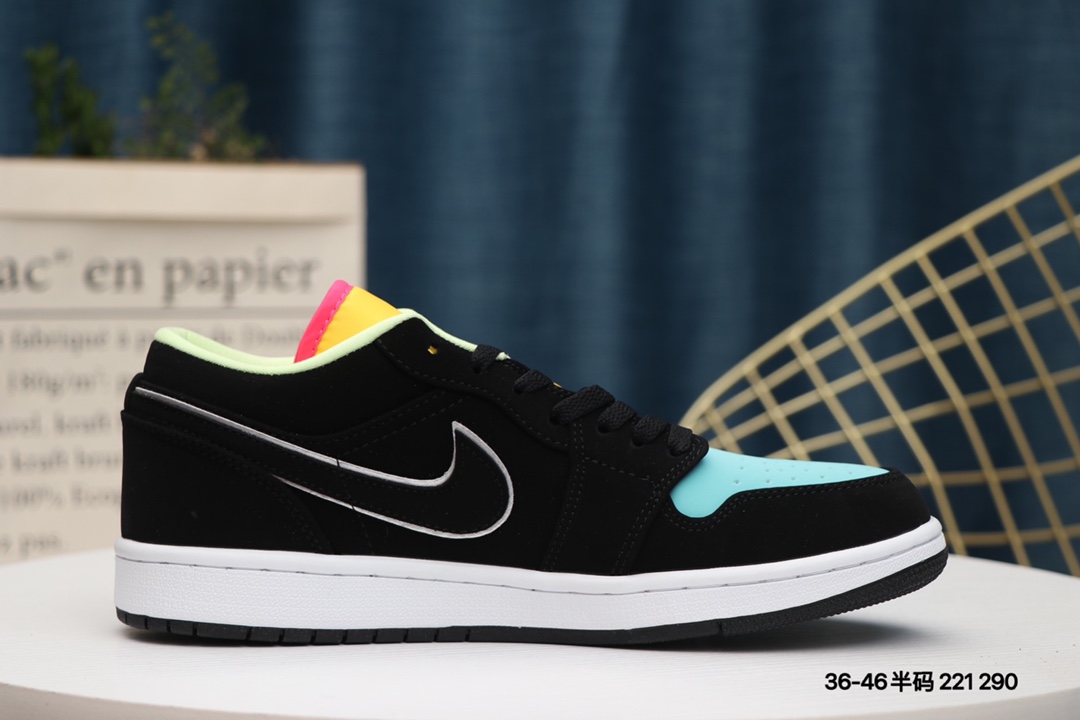 Jordan 1 Low Black Aurora Green Laser Orange - vstockx