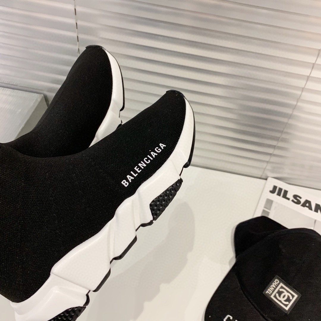 Balenciaga Speed Trainer Black White (2021) - vstockx