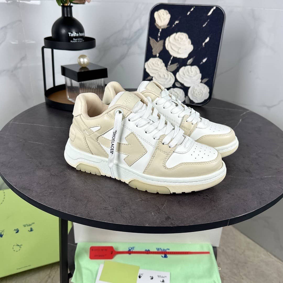 OFF-WHITE Out Of Office OOO Low Tops light beige white - vstockx