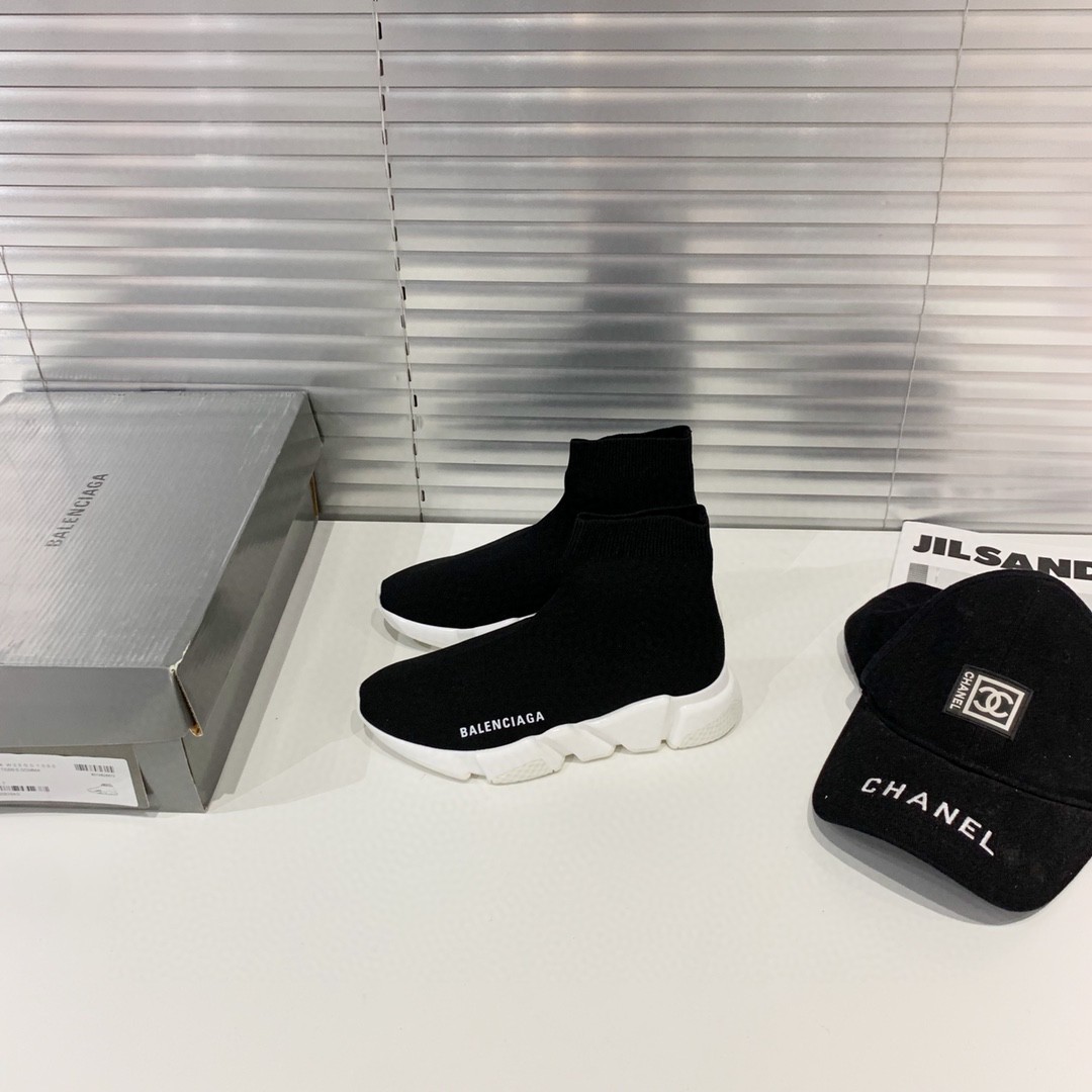 Balenciaga Speed Trainer Black White (2016) - vstockx