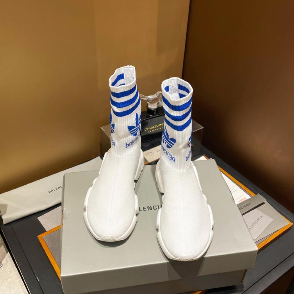 Balenciaga x adidas Speed Trainer White Blue - vstockx