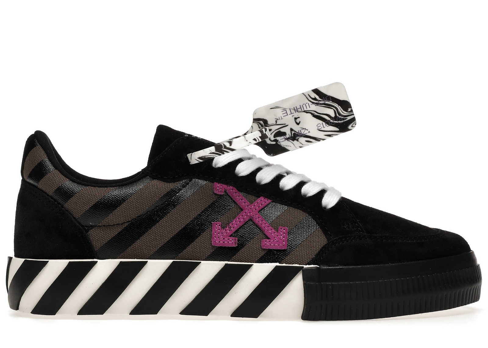 OFF-WHITE Vulc Low Diag Print Black Fuchsia - vstockx