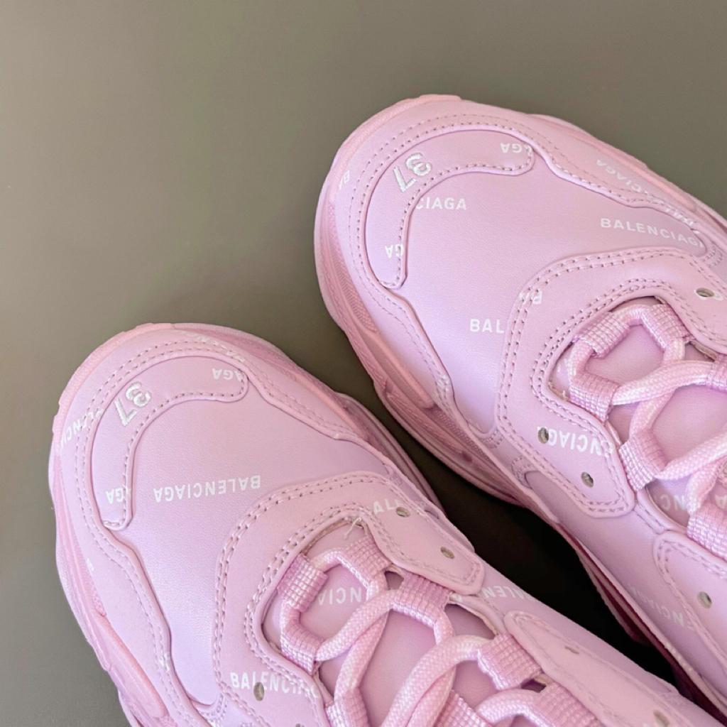 Balenciaga All Over Logo Triple S Pink White - vstockx