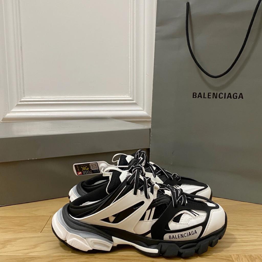 Balenciaga Track Mule Black White - vstockx