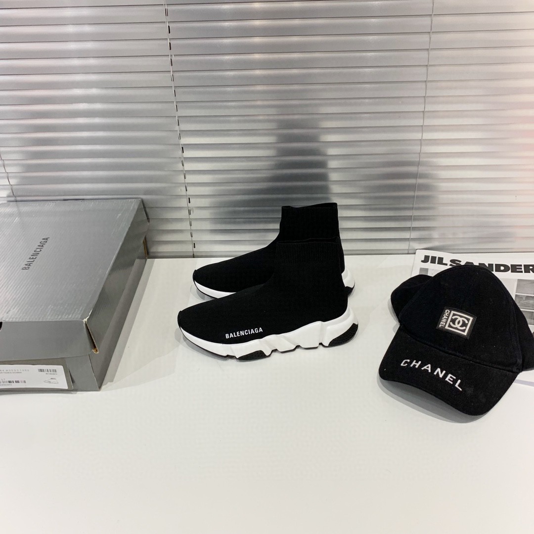 Balenciaga Speed Trainer Black White (2021) - vstockx