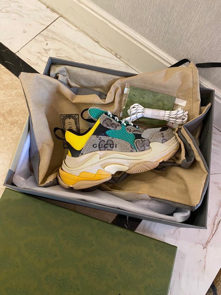 Gucci x Balenciaga The Hacker Project Triple S Beige Green Yellow - vstockx