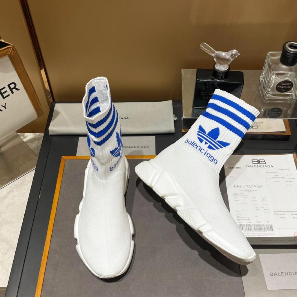Balenciaga x adidas Speed Trainer White Blue - vstockx