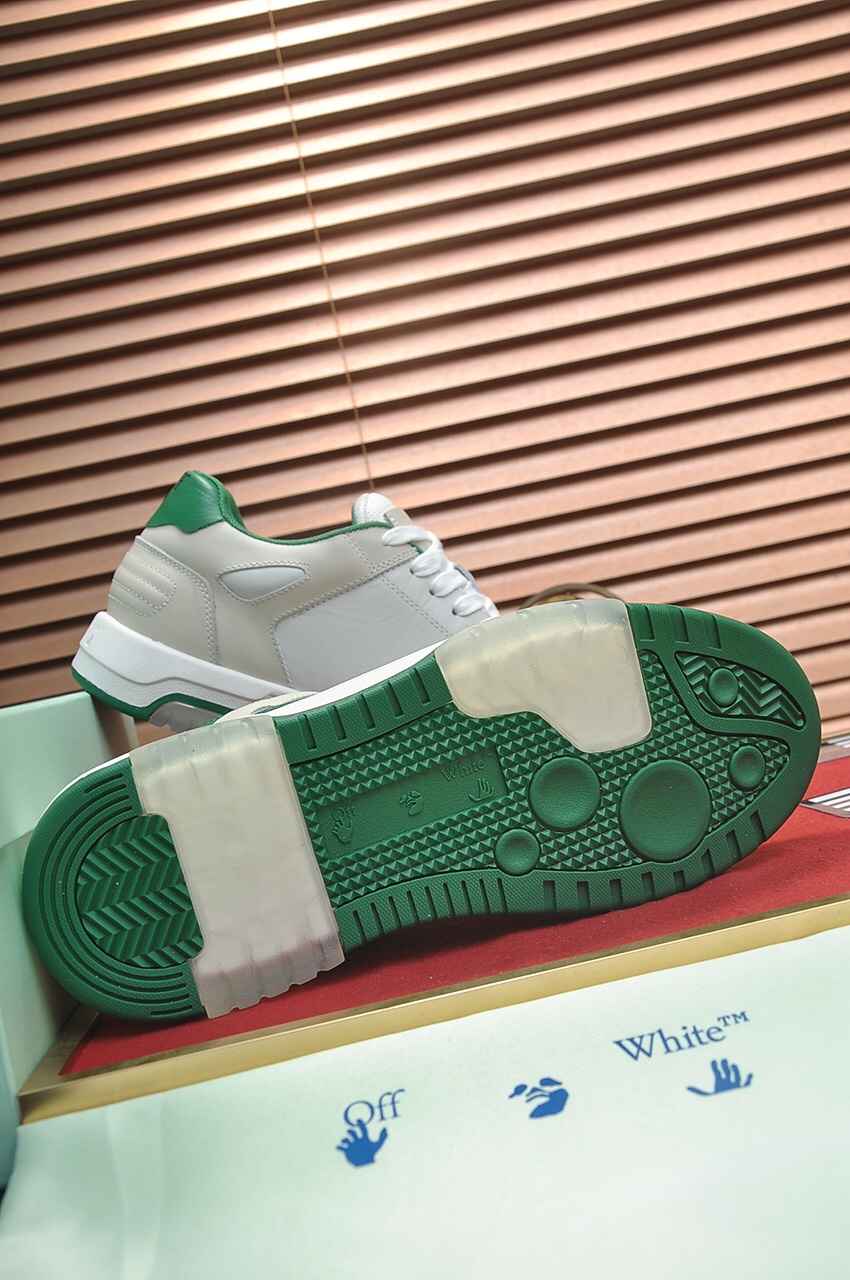 OFF-WHITE Out Of Office OOO Low Tops White Green 2021 - vstockx