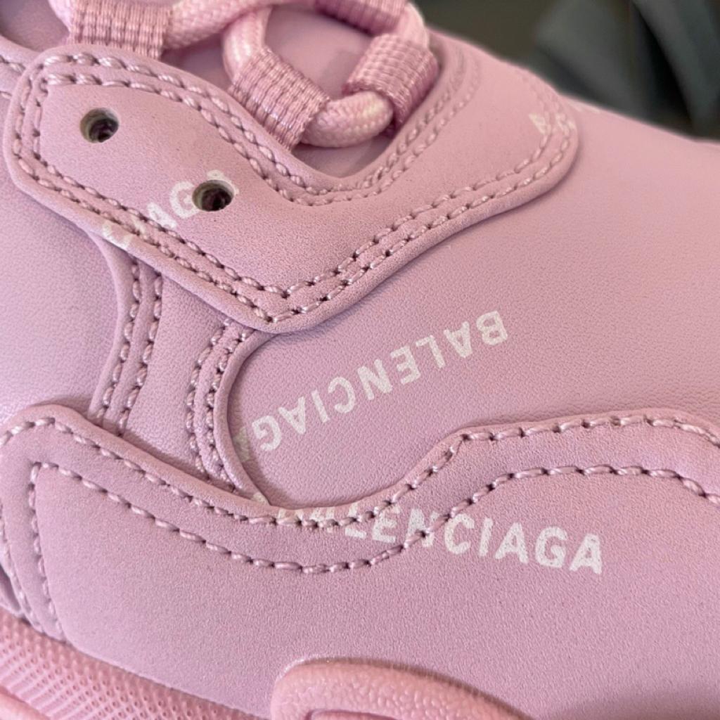 Balenciaga All Over Logo Triple S Pink White - vstockx