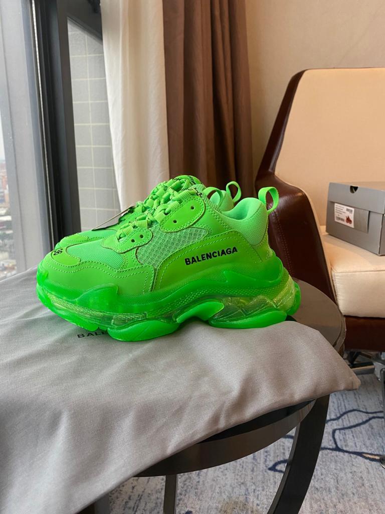 Balenciaga Triple S Neon Green Clear Sole - vstockx