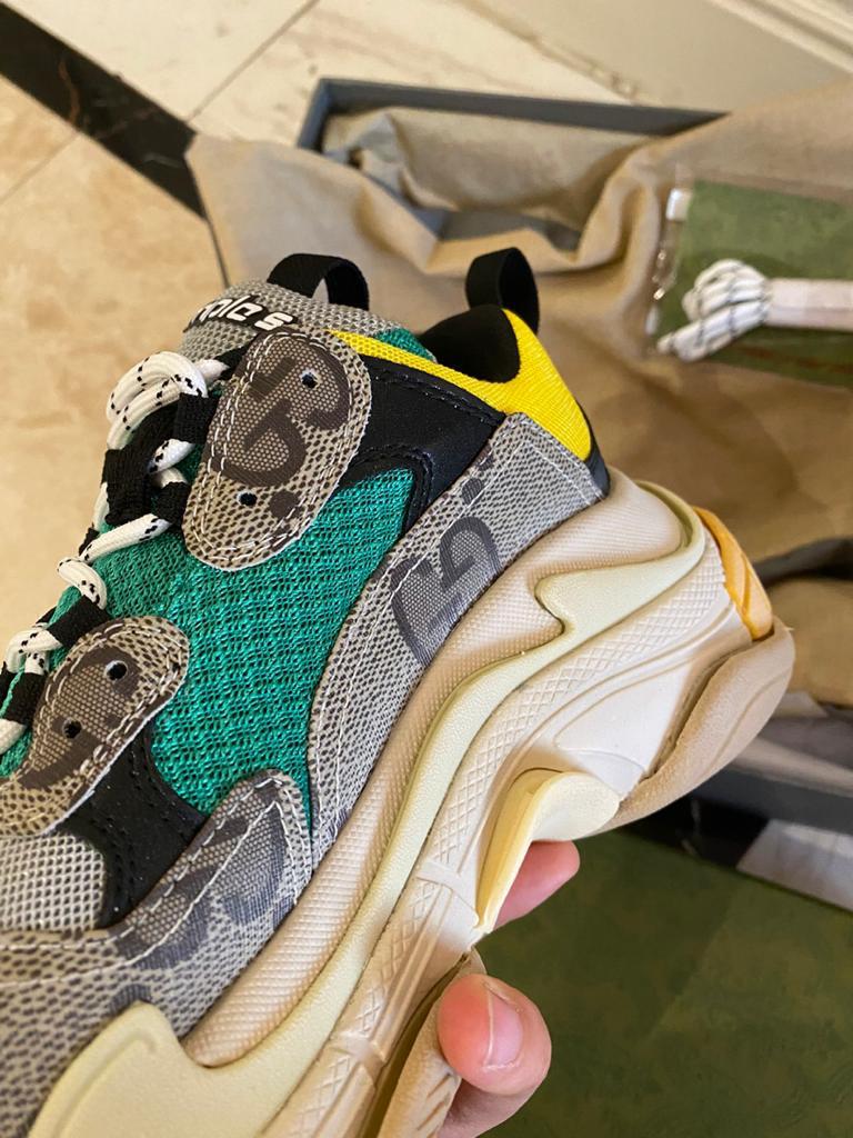 Gucci x Balenciaga The Hacker Project Triple S Beige Green Yellow - vstockx
