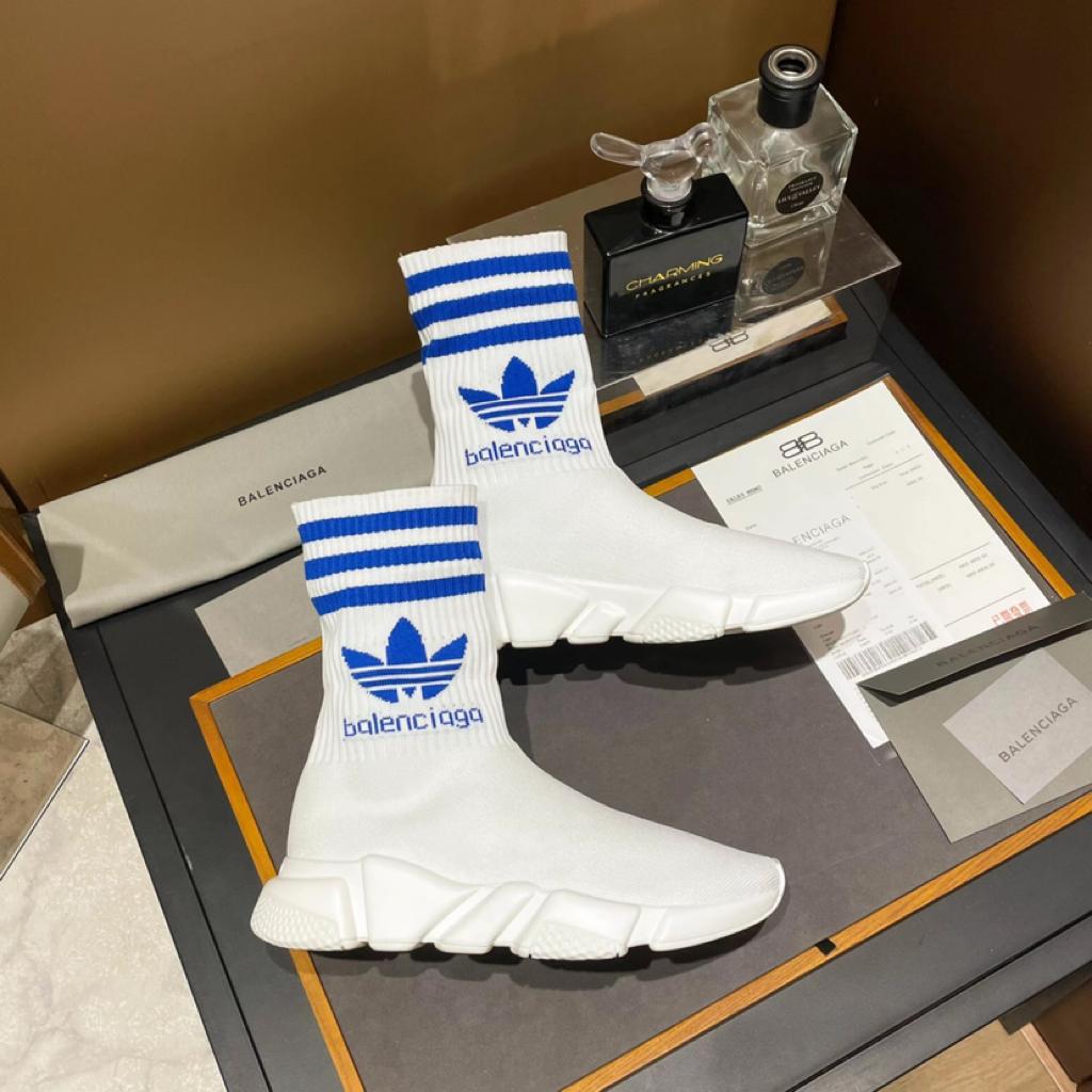 Balenciaga x adidas Speed Trainer White Blue - vstockx